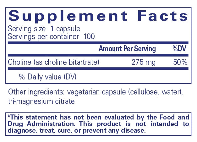 Choline (Bitartrate) 100s