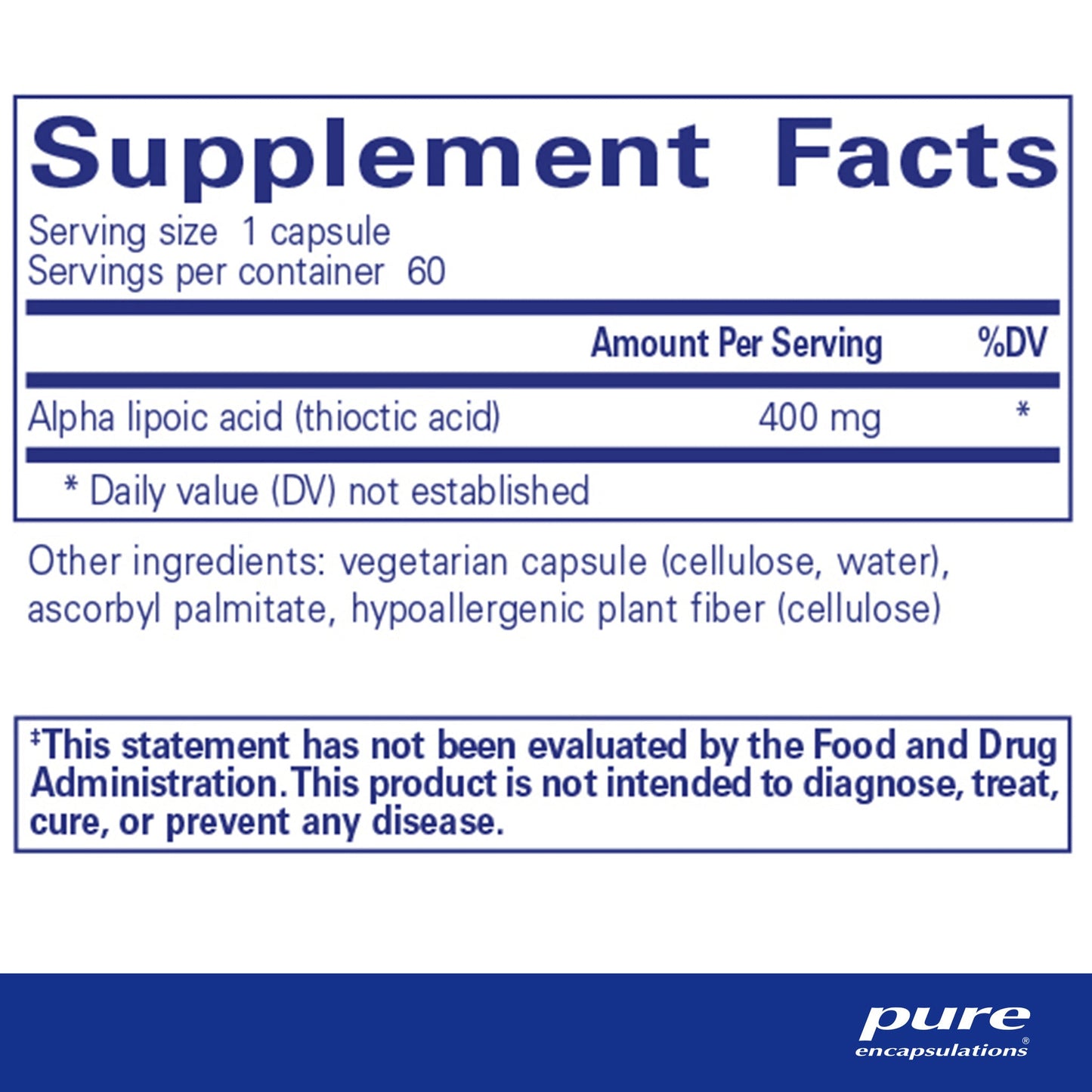 Alpha Lipoic Acid 400 mg.