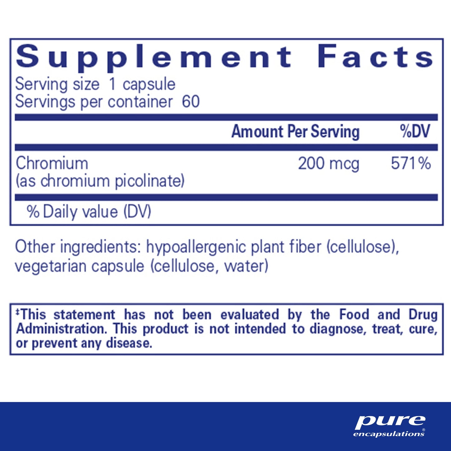 Chromium (picolinate) 200 mcg.