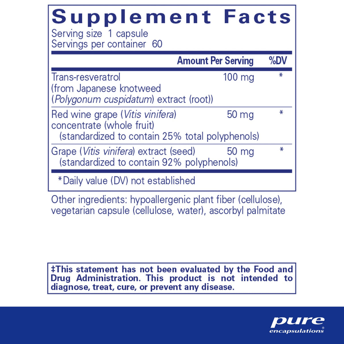 Unobstructed Pure Ree Pure Encapsulations Resveratrol EXTRA – Waters Wellness