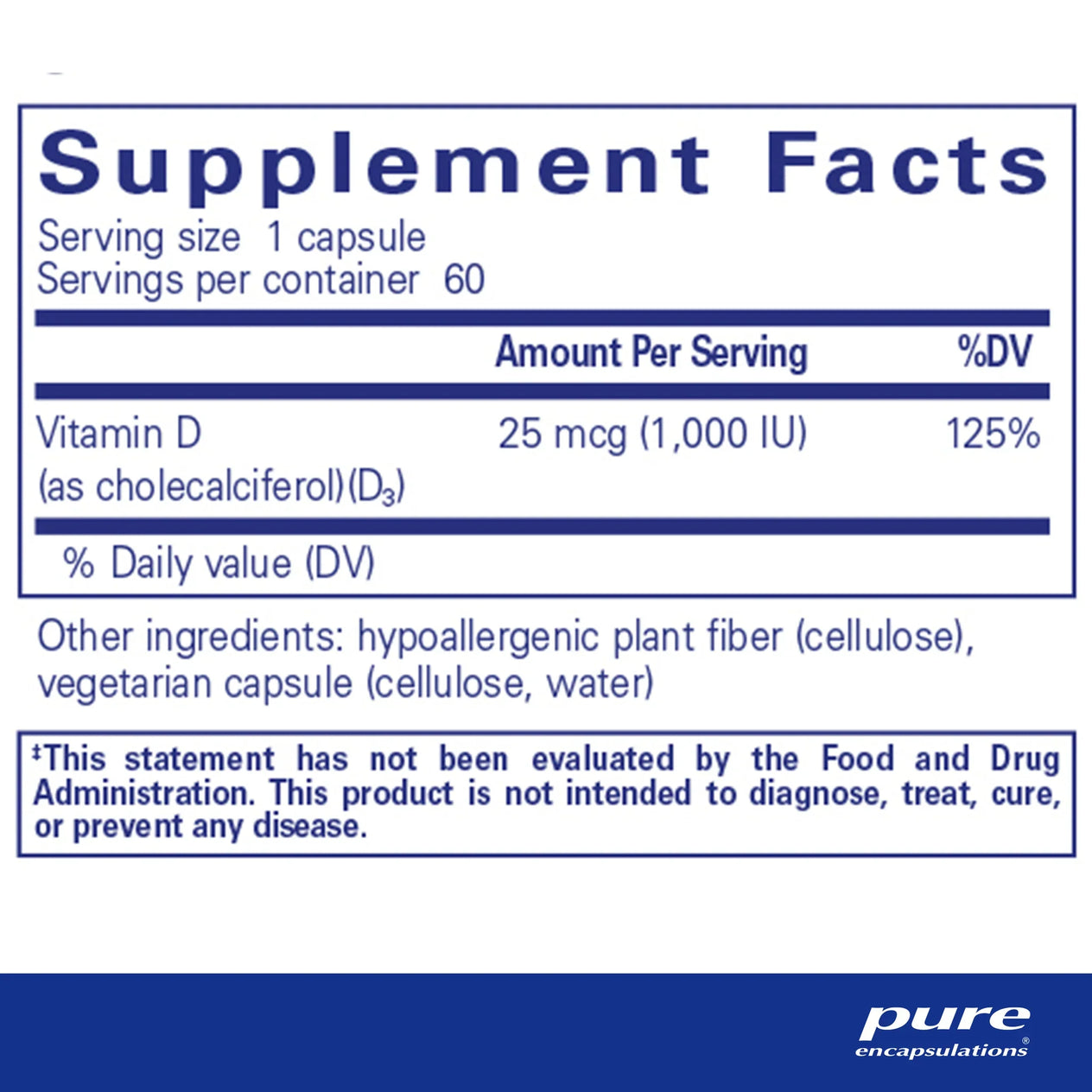 Vitamin D3 25 mcg (1,000 IU)