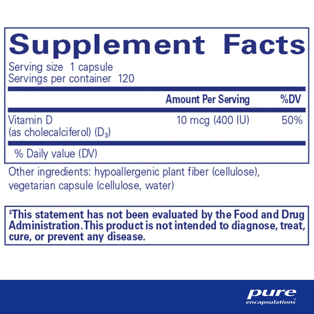 Vitamin D3 10 mcg (400 IU)