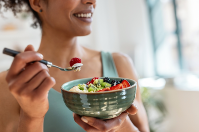 woman eating healthy food